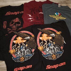 Lot of 5 Snap-On Tools Graphic T-Shirt Men's Medium Short Sleeve Skulls Eagle